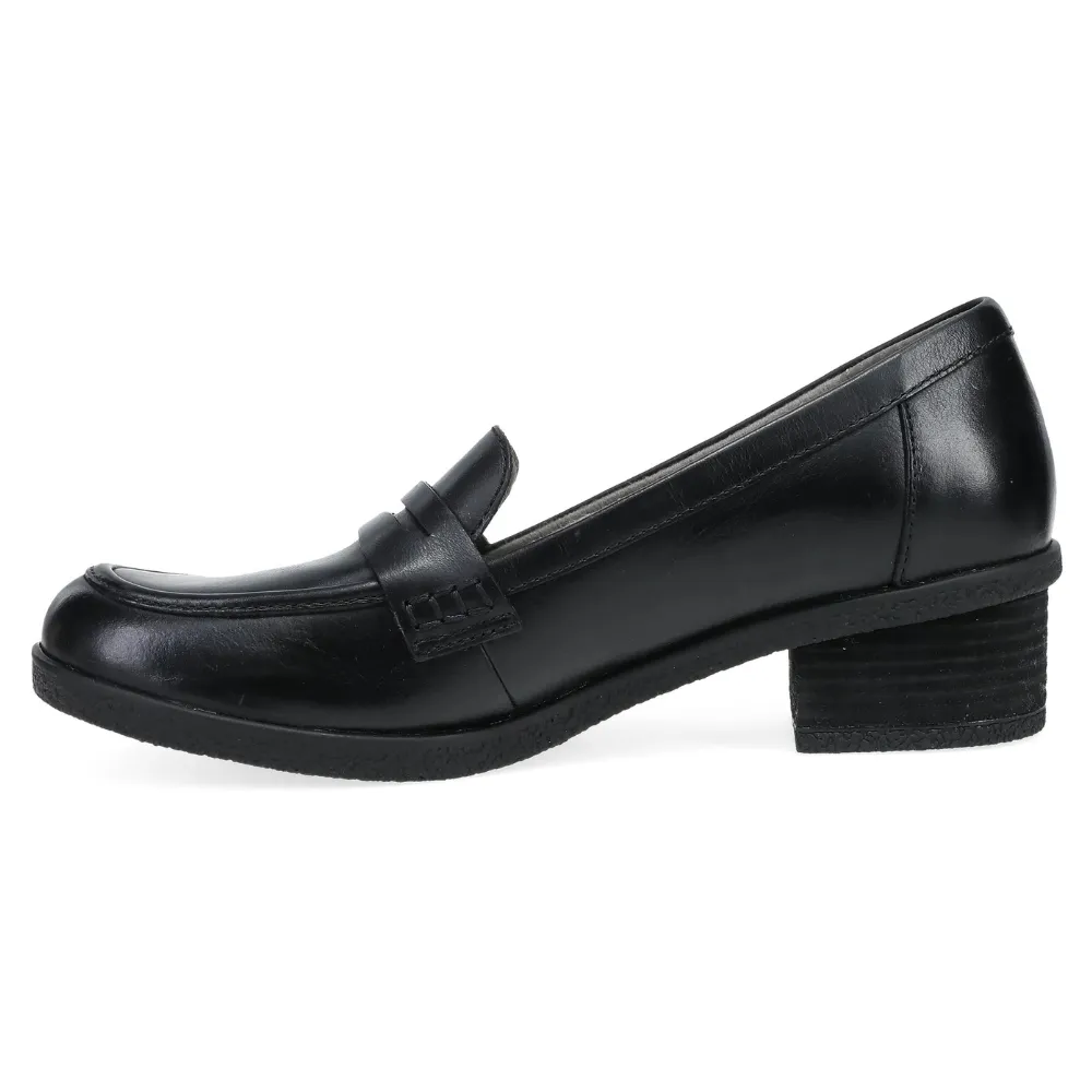 Dansko Danica Black Waterproof Burnished Loafer (Women's) Split Toe Loafers