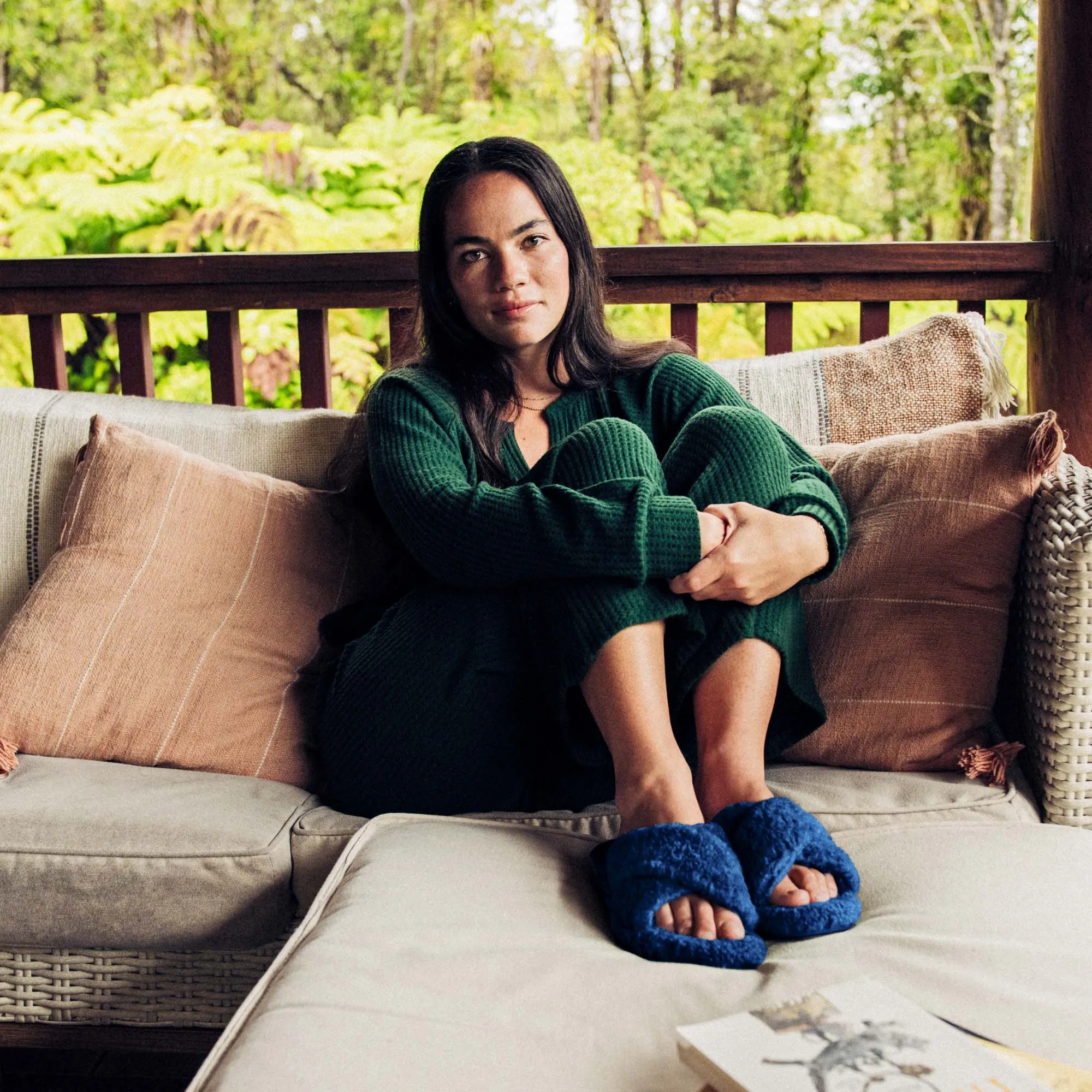 Hila Heu - Moonlit Ocean Bamboo And Velvet Flip Flops