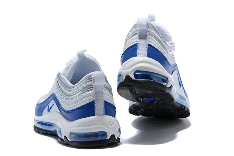 Nike Air Max 97 White Royal Silver Blue Shoes Sale Men Size US 7, 8, 8.5, 9, 10, 11 Asics Shoes For Badminton