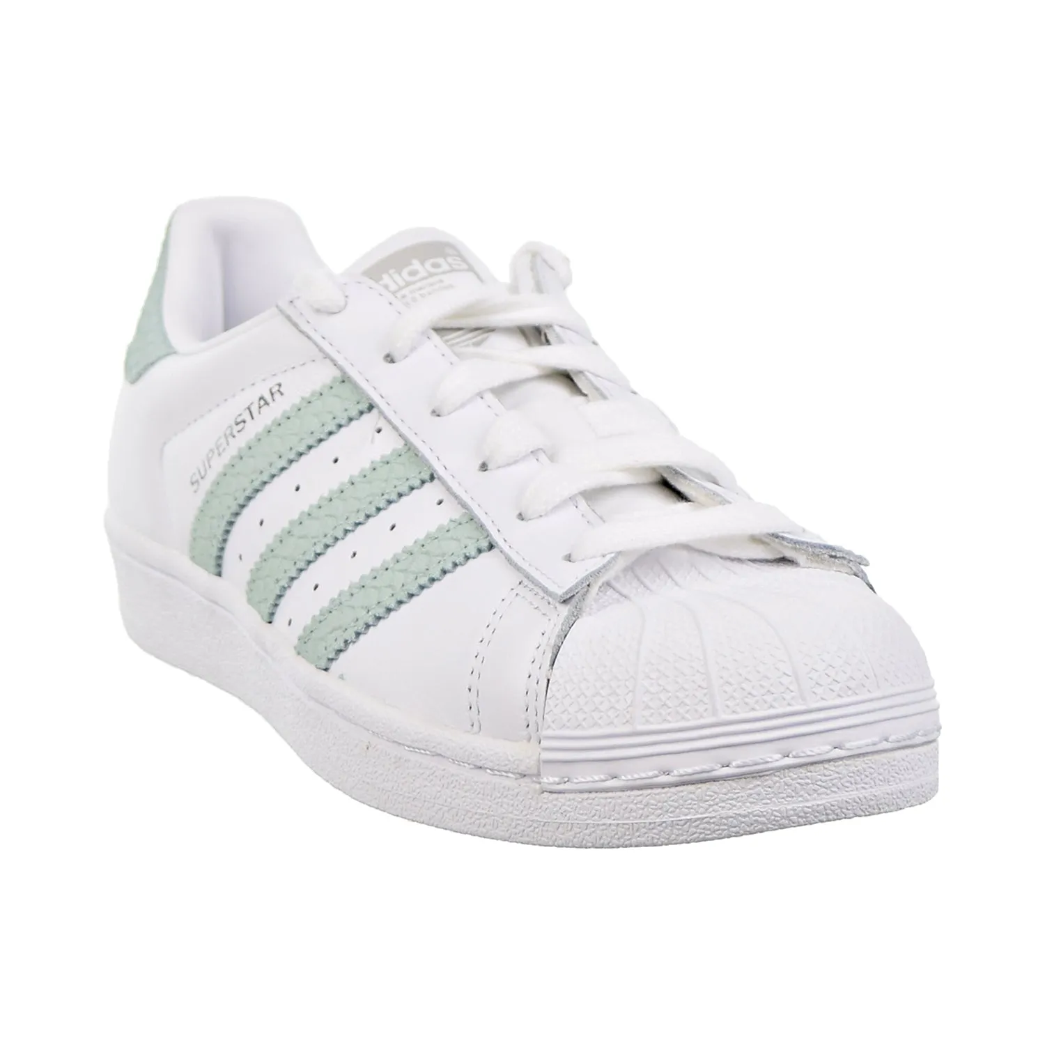 Mark Gonzales Adidas Shoes Adidas Superstar Womens Shoes Footwear White/Ash Green/Silver Metallic