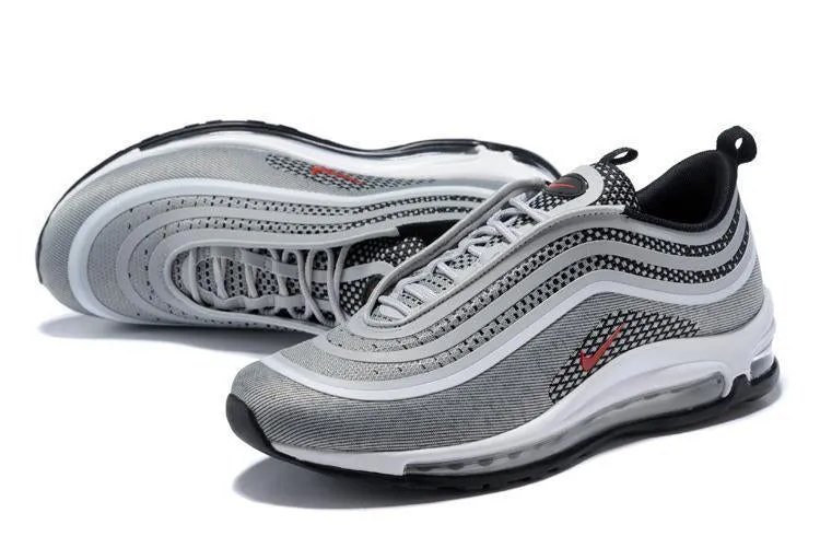 Nike Air Max 97 Ultra 17 Silve Grey Red White Men Shoes Sale Size US 7, 8, 8.5, 9, 10, 11 Good Running Shoes Asics