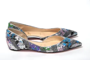 Flat Shoes Size 5.5 Christian Louboutin Multicolor Silver Flat Point Toe Shoe