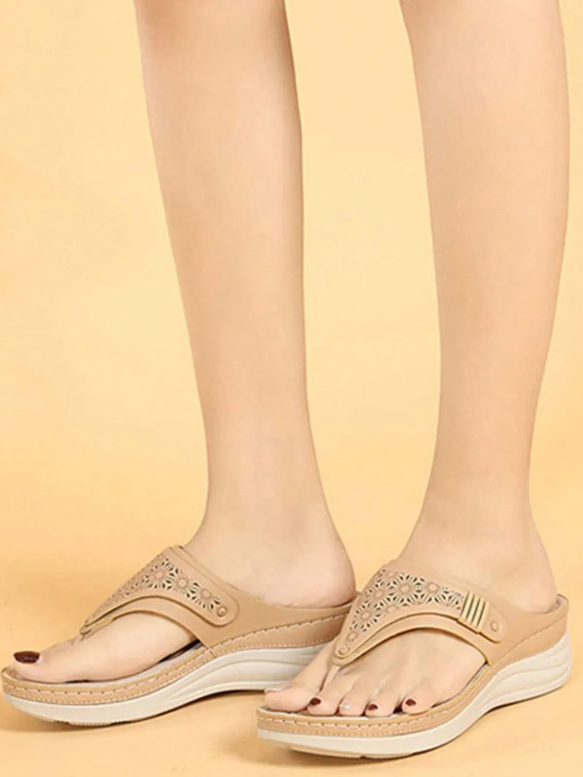 Wedge Sandals For Women Clip Toe Flip Flops Summer Platform Sandals Slip On Walking Beach Wedges Shoes Flip Flops With Pineapple