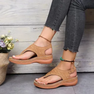Purpdrank - Women Sandals Shoes Summer Solid Color Buckle Flip Flops Ladies Wedge Sandalias Outdoor Females Beach Shoes Chaussure Femme Jeans And Flip Flops