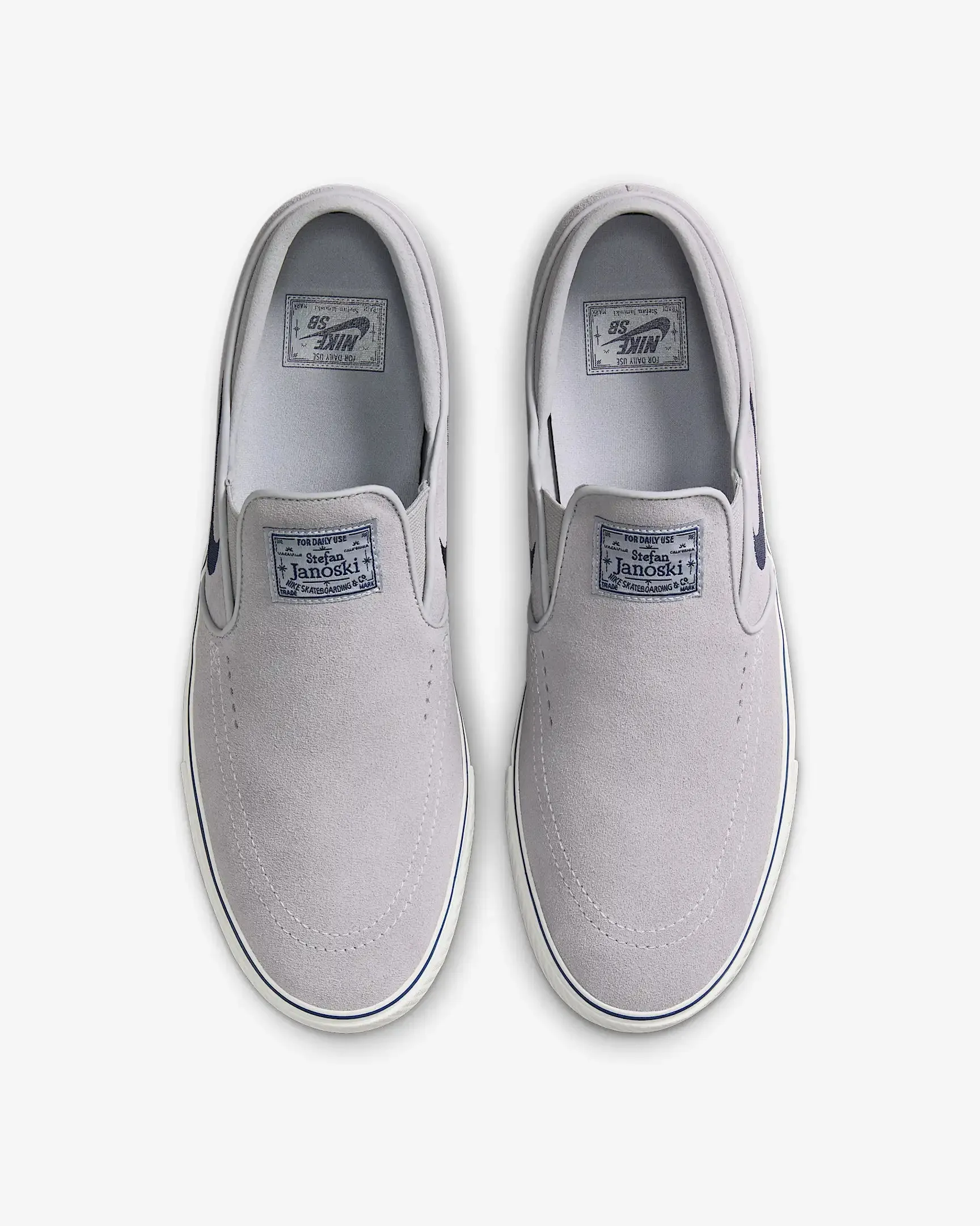 Nike SB Janoski  Slip (Wolf Grey/Navy-Wolf Grey) Gold Slip On Shoes