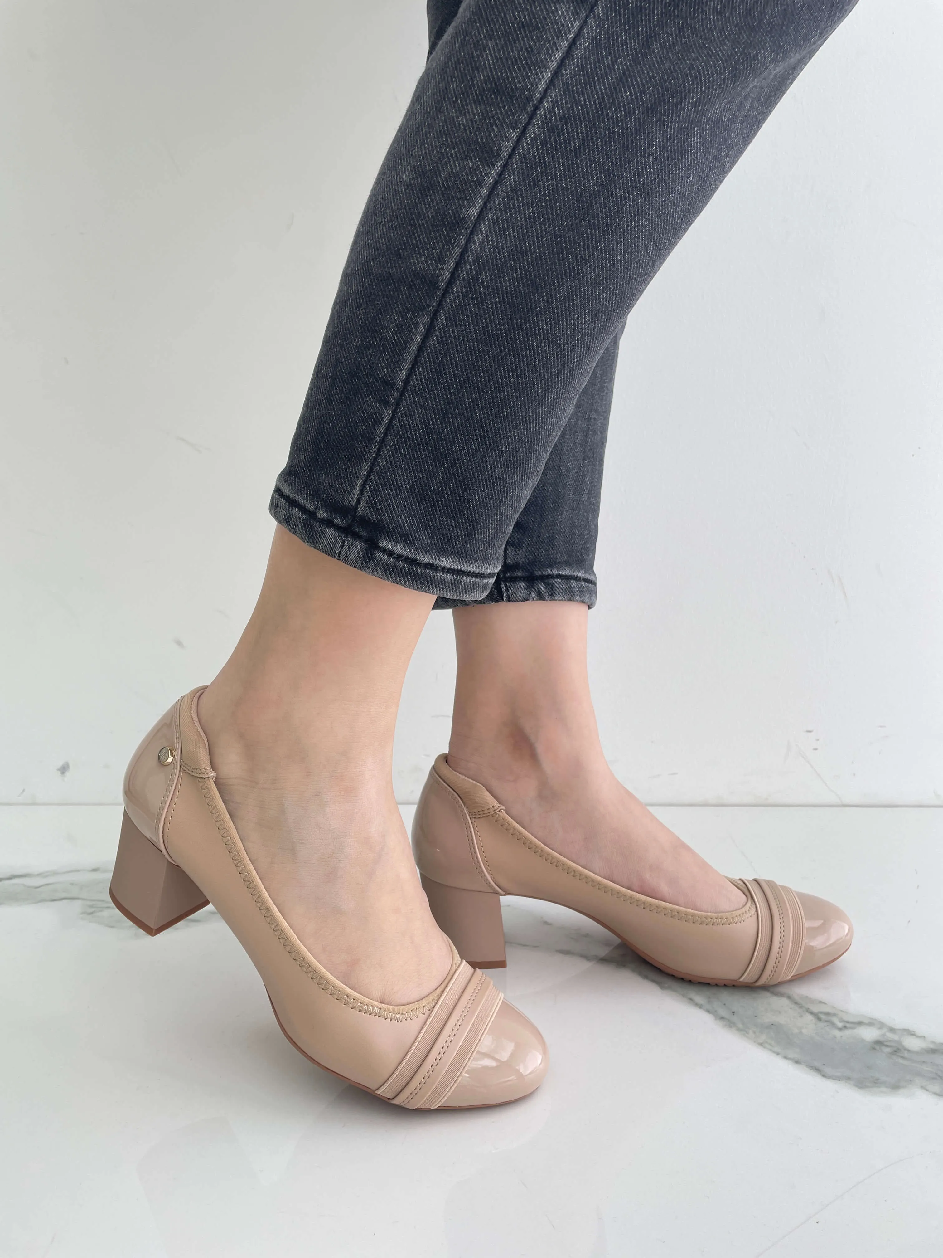 JENN ARDOR Women Round Toe Low Heels Chunky Pumps Light Work Boots Composite Toe