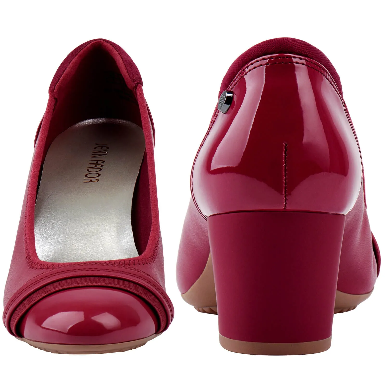 Good Winter Work Boots JENN ARDOR Women Round Toe Low Heels Chunky Pumps