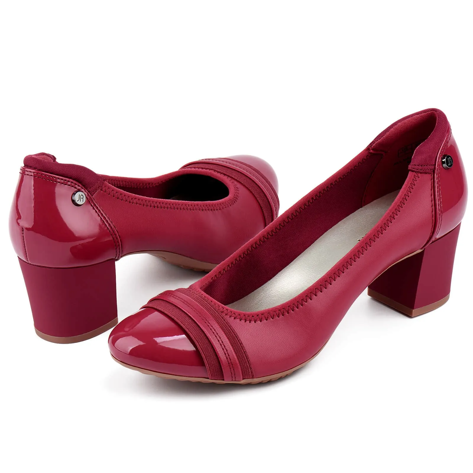 1 JENN ARDOR Women Round Toe Low Heels Chunky Pumps