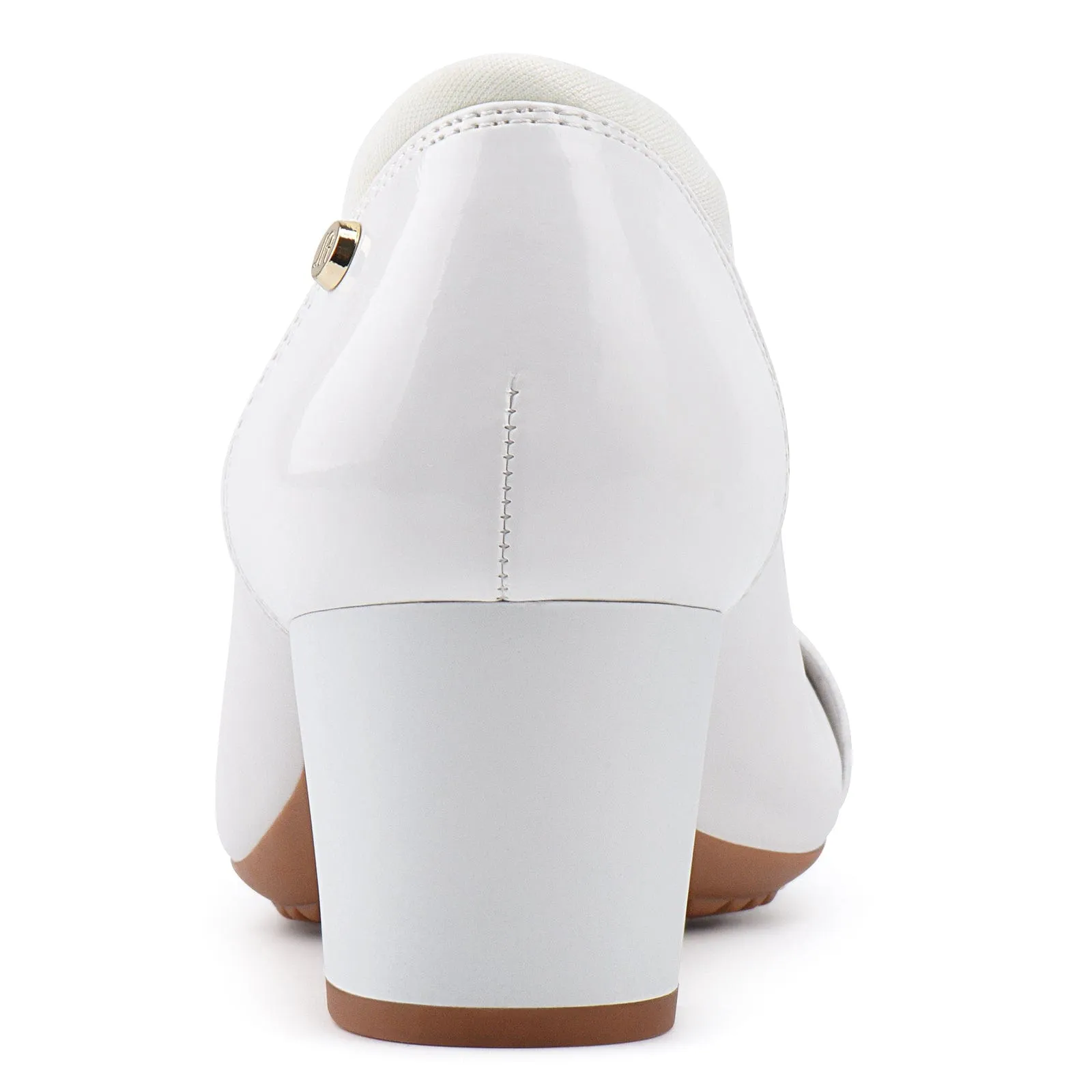 Lightweight Comfortable Work Boots JENN ARDOR Women Round Toe Low Heels Chunky Pumps