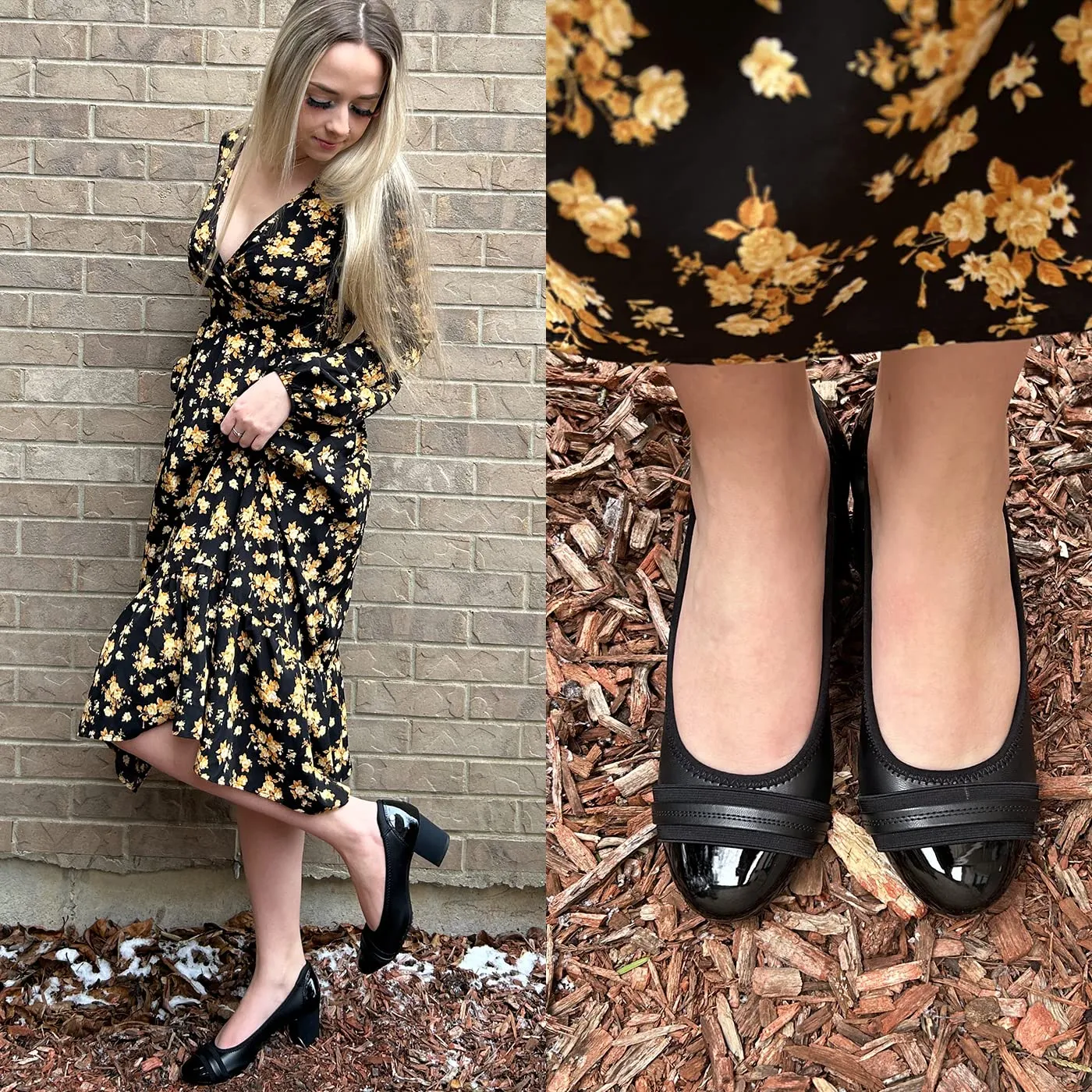 JENN ARDOR Women Round Toe Low Heels Chunky Pumps Square Toe Western Work Boots