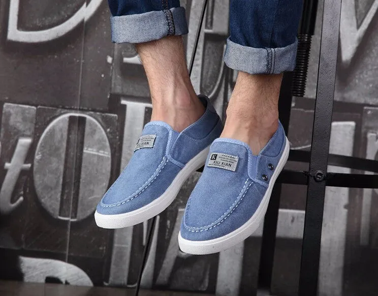 Quilted Slip On Casual Canvas Solid Color Slip-Ons For Men