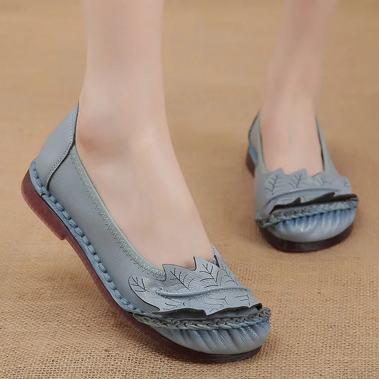 Genuine Leather Flats Women Wide Shoes Soft Pregnant Loafers Dsw Platform Loafers