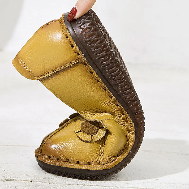 Shoe Carnival Loafers Genuine Leather Flats Women Wide Shoes Soft Pregnant Loafers