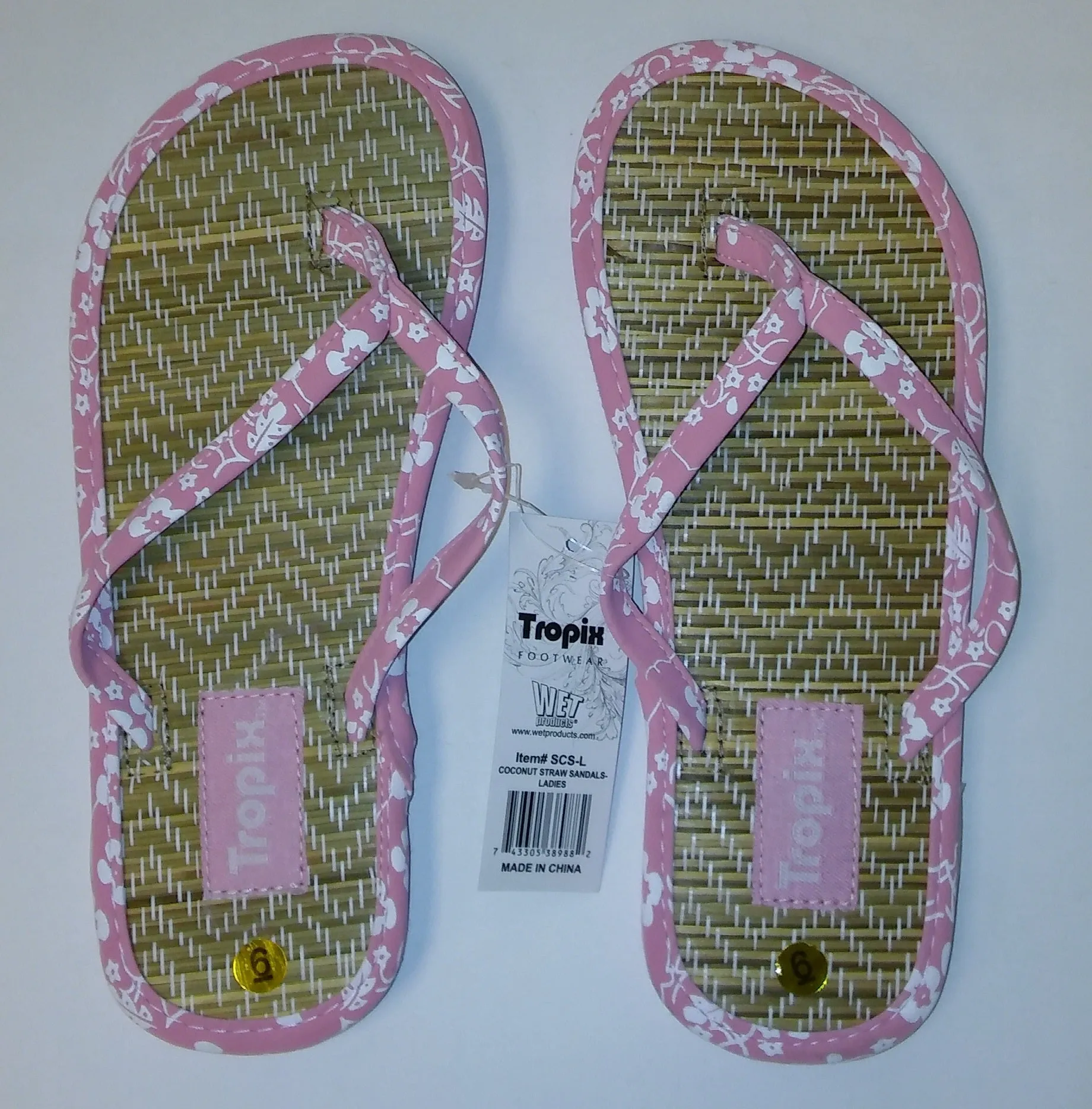 Tropix Coconut Straw Hibiscus Pattern Flip Flops Flip Flops Cost