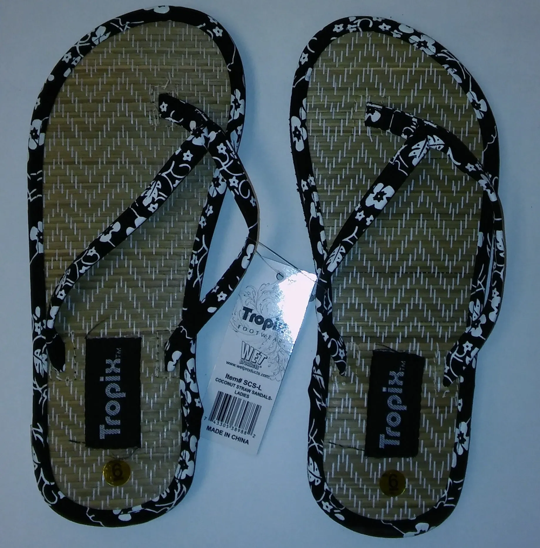 Flip Flops With Designs Tropix Coconut Straw Hibiscus Pattern Flip Flops