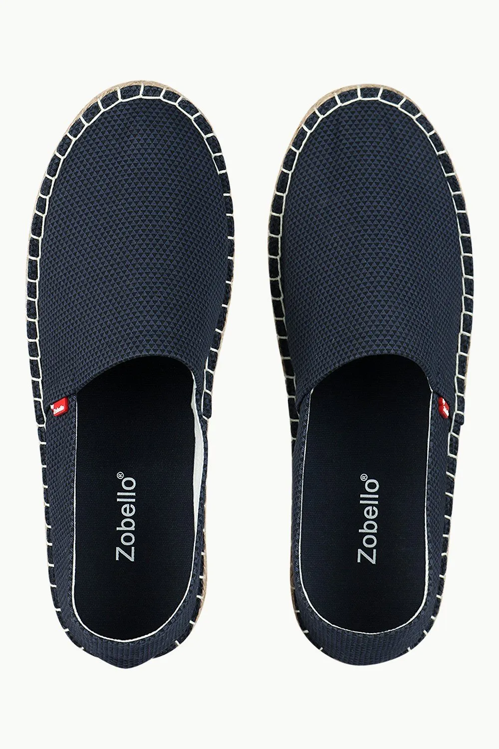 Men's Printed Navy Canvas Espadrilles Slip On Ankle Booties