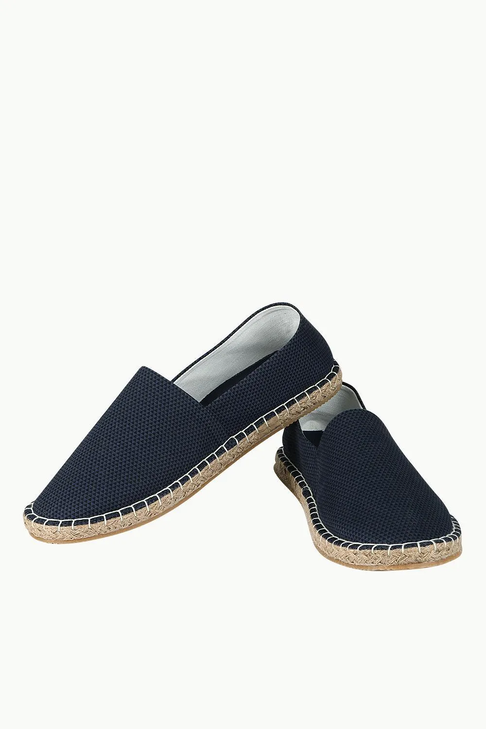 Slip-on Leather Men's Printed Navy Canvas Espadrilles