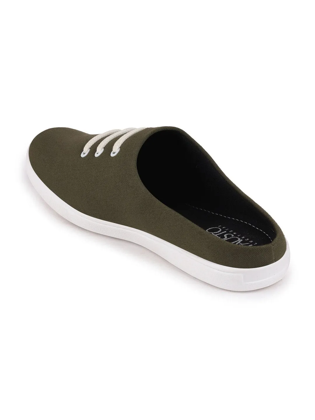 Men Olive Green Casual Canvas Slip-On Shoes Slip On Camo Shoes