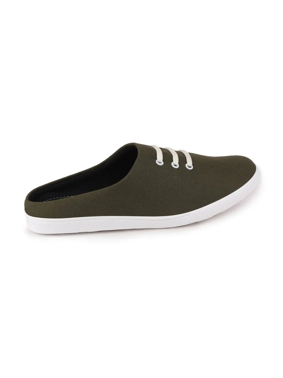 Slip Ons Leather Men Olive Green Casual Canvas Slip-On Shoes