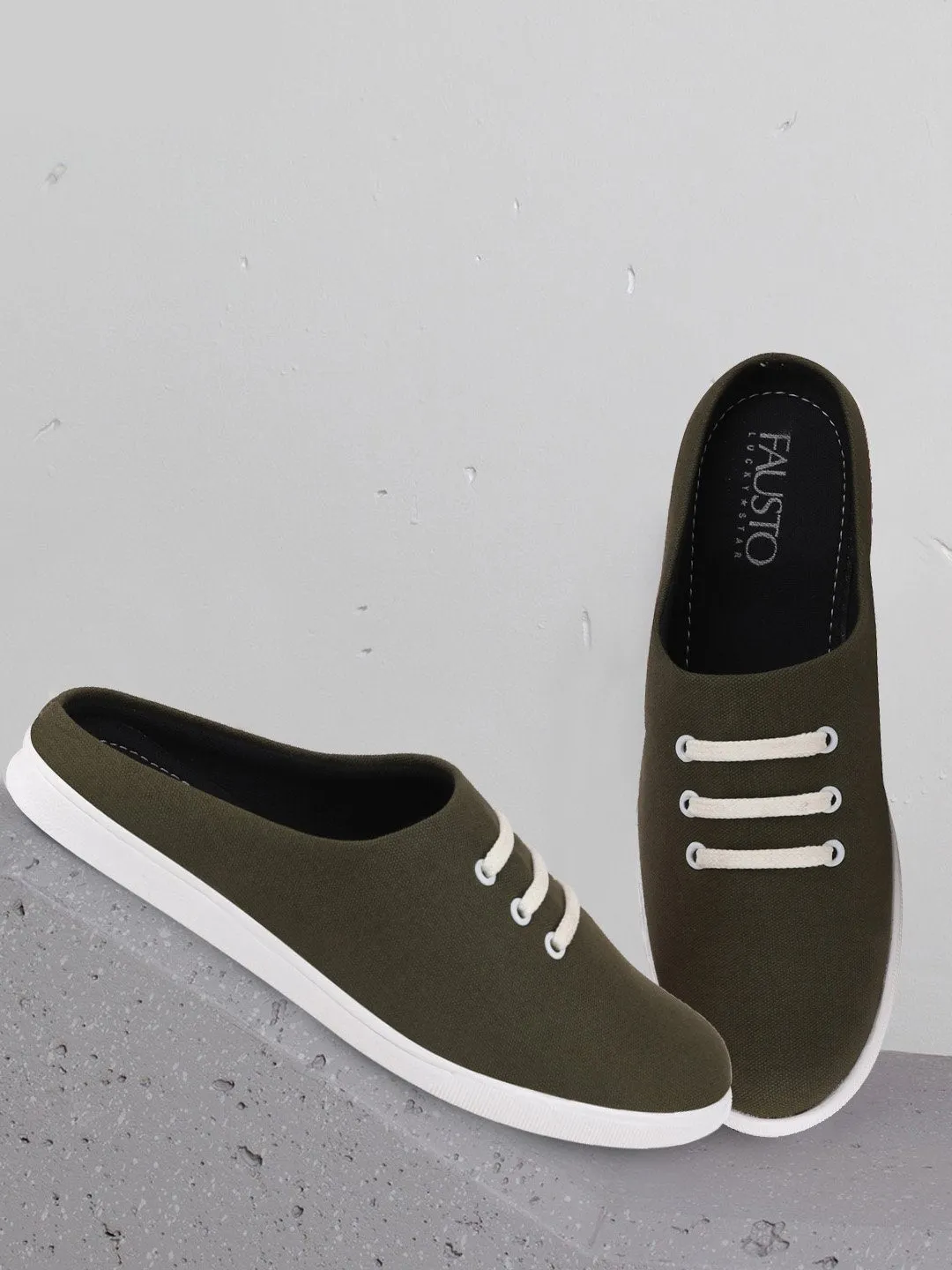 Men Olive Green Casual Canvas Slip-On Shoes Waterproof Slip On Shoes For Men > Waterproof Slip On Shoes