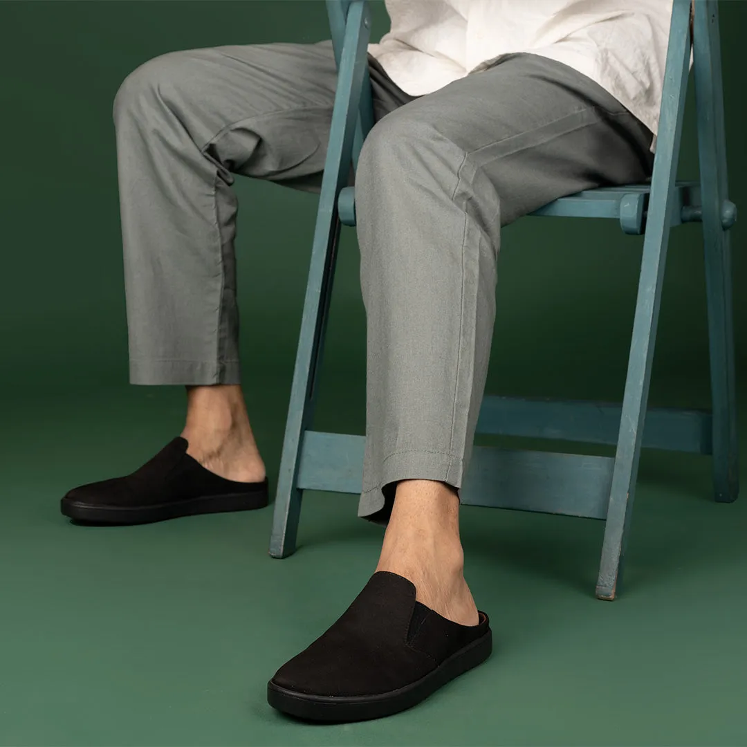 Slip On Rubber Shoes Nest Mules Vegan Suede Black Men Slip-ons