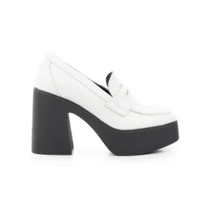 Scopello Off White Leather High Top Loafers