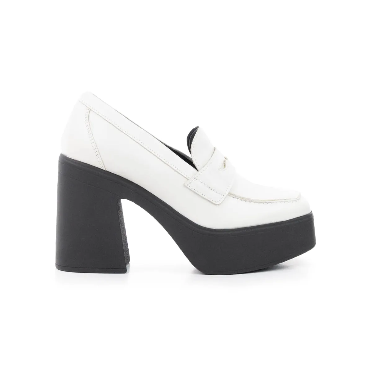 Scopello Off White Leather Fur Loafers