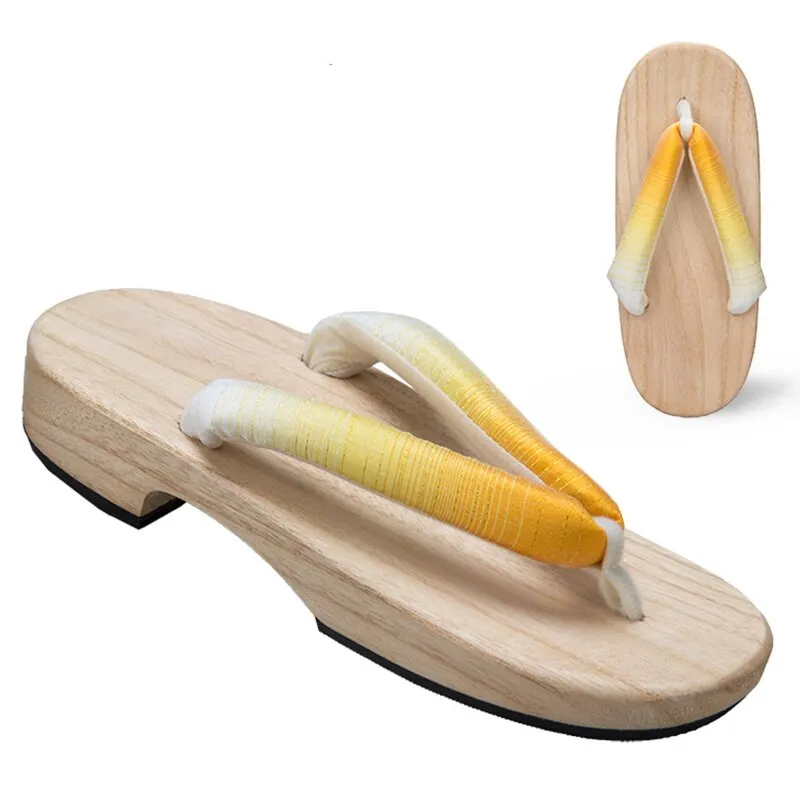 Women Japanese Geta Clogs Traditional Samurai Candy Yukata Crude Wooden Flip Flops Toe Shoes Demon Slayer Shoes Oriental Sandals Slippers Wide Toe Flip Flops