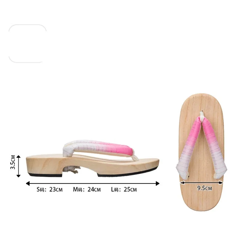 Women Japanese Geta Clogs Traditional Samurai Candy Yukata Crude Wooden Flip Flops Toe Shoes Demon Slayer Shoes Oriental Sandals Slippers Flip Flops Celebrities