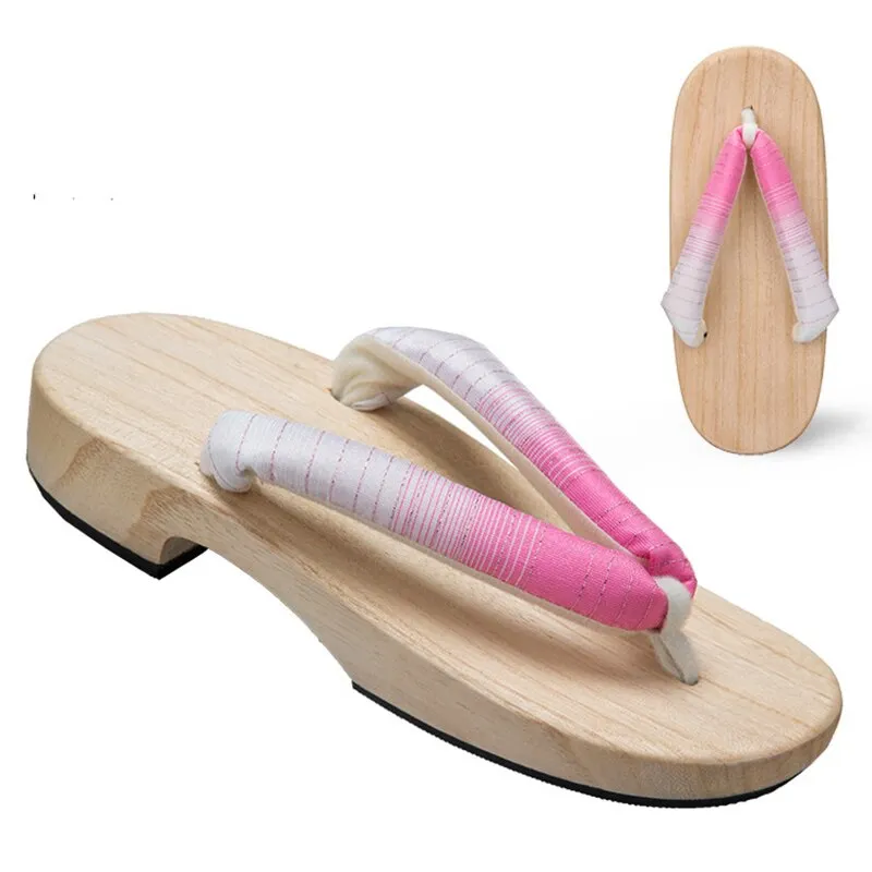 Flip Flops Virginia Beach Women Japanese Geta Clogs Traditional Samurai Candy Yukata Crude Wooden Flip Flops Toe Shoes Demon Slayer Shoes Oriental Sandals Slippers