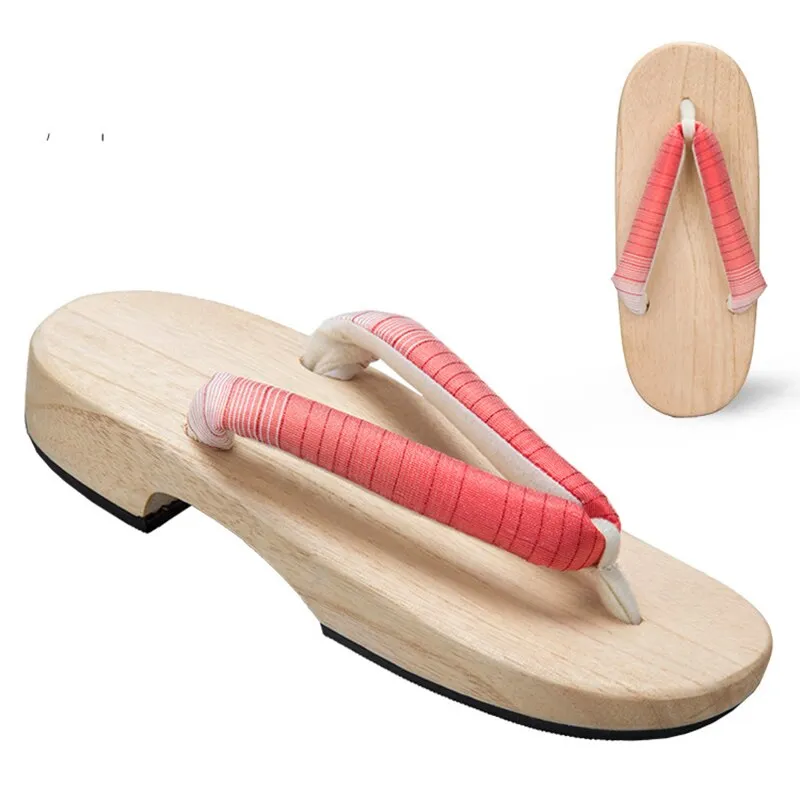 90's Platform Flip Flops Women Japanese Geta Clogs Traditional Samurai Candy Yukata Crude Wooden Flip Flops Toe Shoes Demon Slayer Shoes Oriental Sandals Slippers