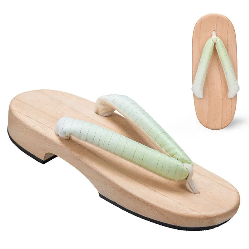 Women Japanese Geta Clogs Traditional Samurai Candy Yukata Crude Wooden Flip Flops Toe Shoes Demon Slayer Shoes Oriental Sandals Slippers Cheetah Flip Flops