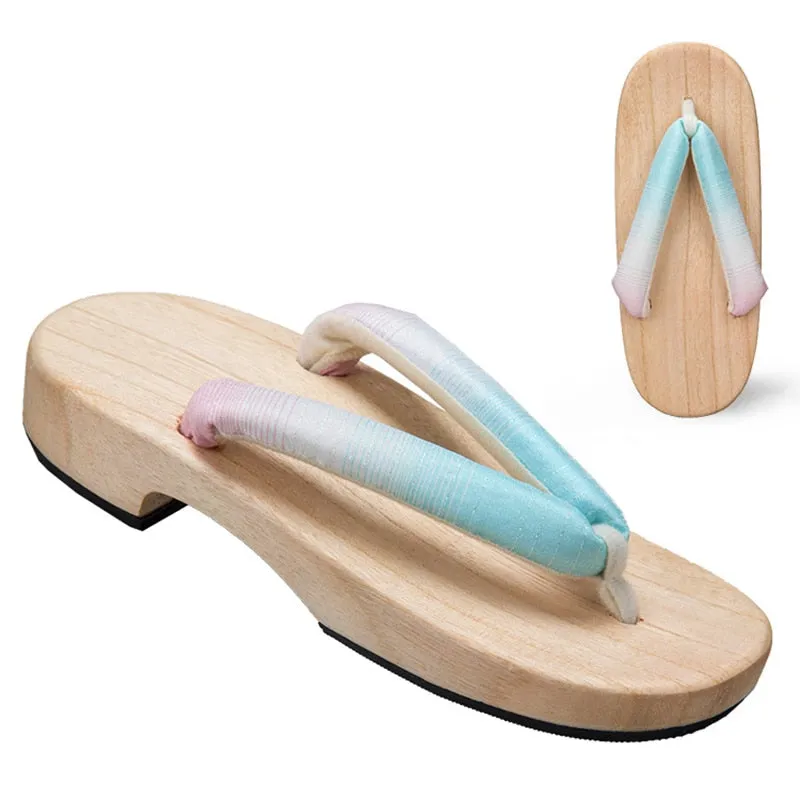 Diy Flower Flip Flops Women Japanese Geta Clogs Traditional Samurai Candy Yukata Crude Wooden Flip Flops Toe Shoes Demon Slayer Shoes Oriental Sandals Slippers