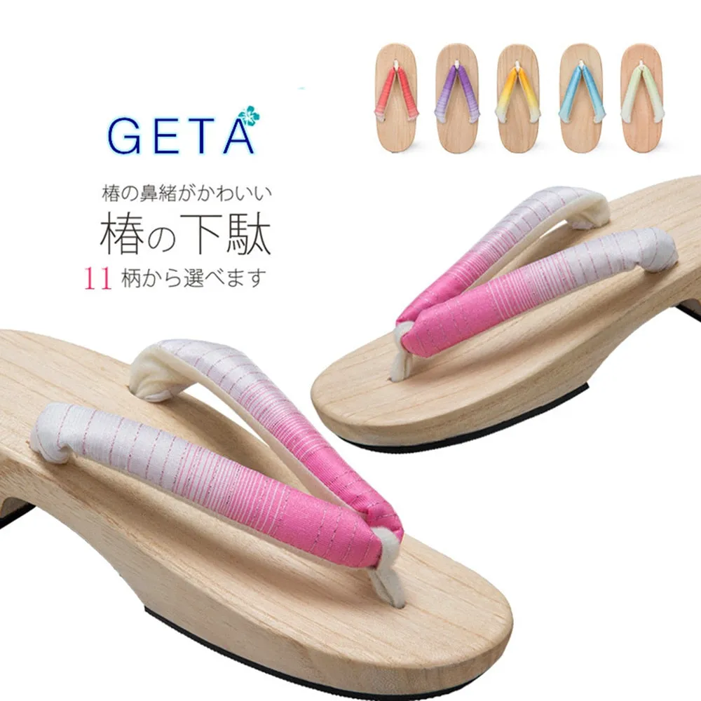 Best Flip Flops For Seniors Women Japanese Geta Clogs Traditional Samurai Candy Yukata Crude Wooden Flip Flops Toe Shoes Demon Slayer Shoes Oriental Sandals Slippers