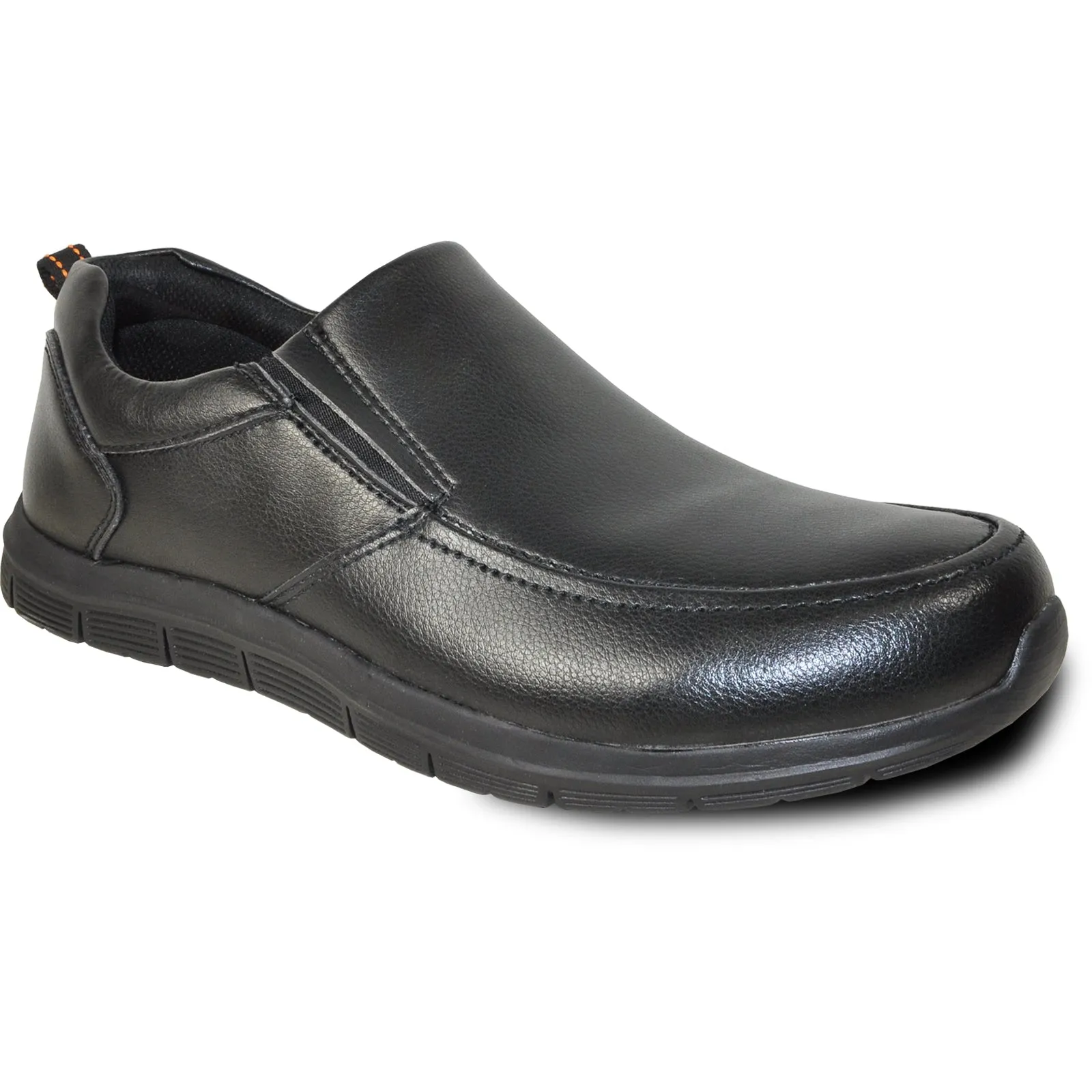 VANGELO Men Slip Resistant Shoe NICK-3 Black  - Wide Width Available Breathable Leather Work Boots