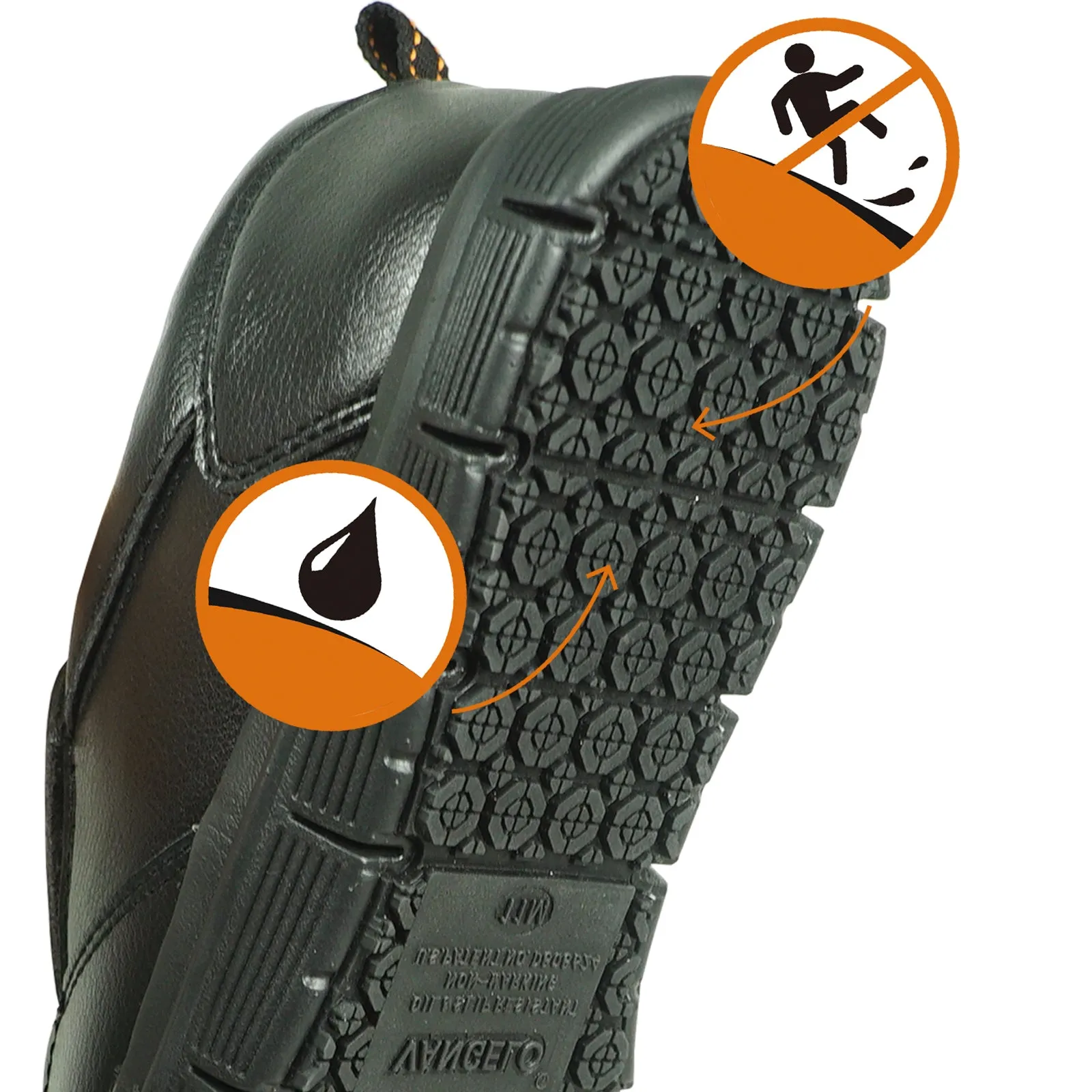 VANGELO Men Slip Resistant Shoe NICK-3 Black  - Wide Width Available Climbing Work Boots