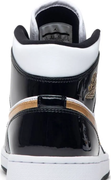 Nike Air Jordan 1 Mid Patent 'Black Gold' Shoes Basketball Men !!! CYBER MONDAY SALE !!! Asics Moderate Stability Running Shoes