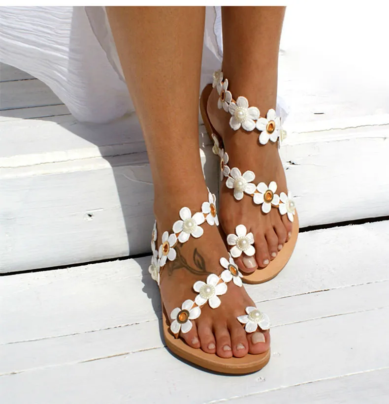 Dvf Flip Flops Sandales t chic / Women Sandals Bohemia Style Summer Shoes For Women Flat Sandals Beach Shoes 2019 Flowers Flip Flops Plus Size Chaussures Femme