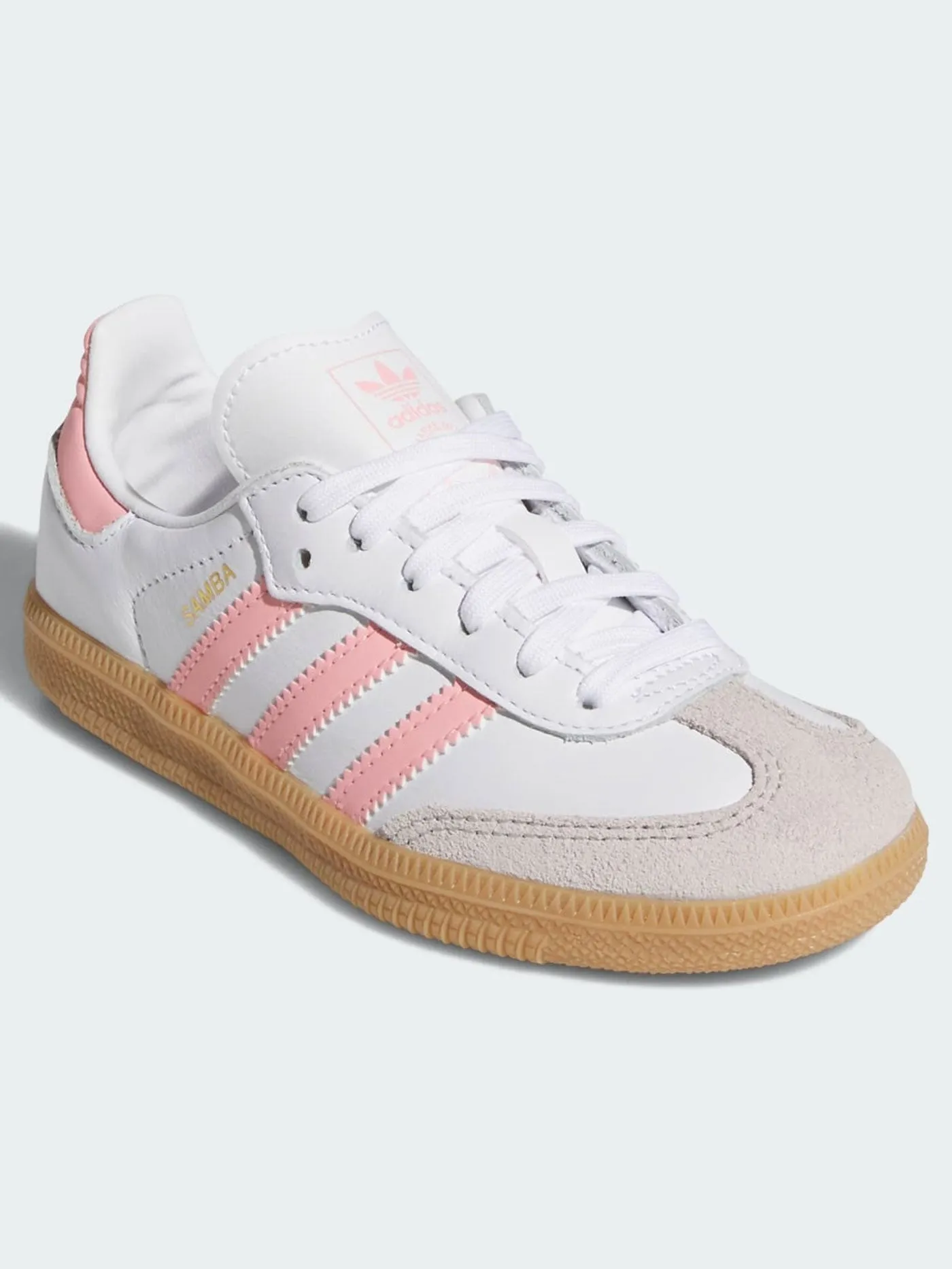 Adidas Exercise Shoes Samba OG White/Semi Pink Spark/Gum3 Shoes (Little Kids)