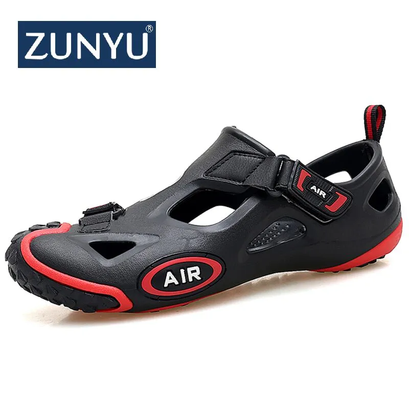 ZUNYU 2019 New Fashion Spring Summer Shoes Men Sneakers Sandals Outdoor Water Shoes Men Beach Sandals Mens Footwear Size 36-45 Leather Sandals Closed Toe
