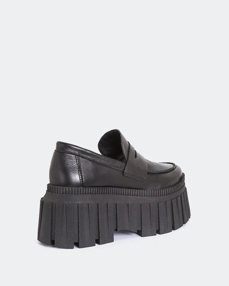 Designer Chunky Loafers Leiza Black Leather