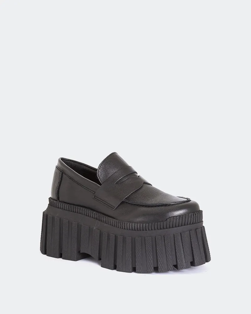 Penny Strap Loafers Leiza Black Leather