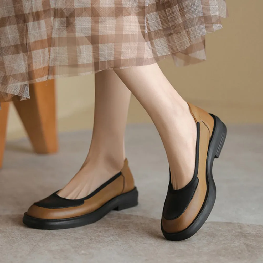 50s Penny Loafers ROUND TOE LOW HEEL SLINGBACK LOAFERS SHOES for WOMEN