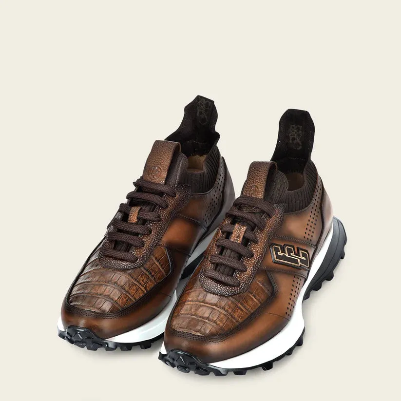 M48CWTV - Cuadra almond casual fashion caiman leather sneakers for men Best Sneakers For Zumba
