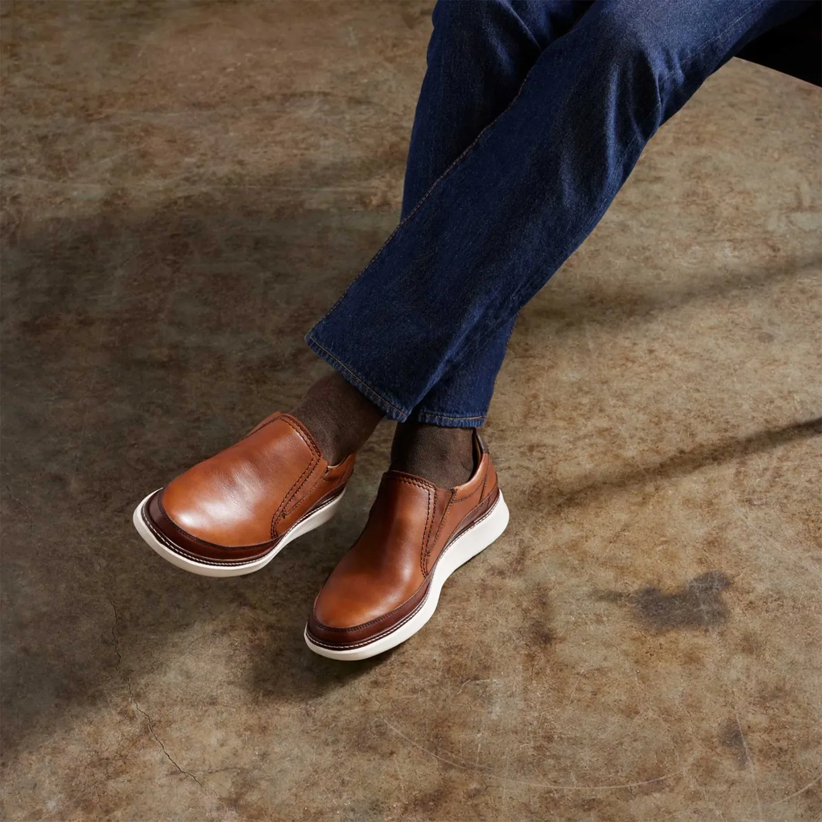 Samuel Hubbard Rafael Slip On (Men) - Tan Leather Slip On Camping Shoes