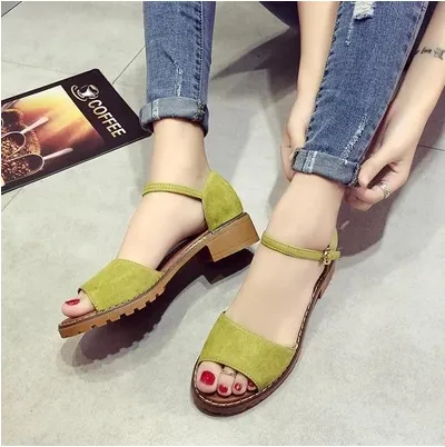 Sandals - One-Button Buckle Wedge Flip Flop Sandals