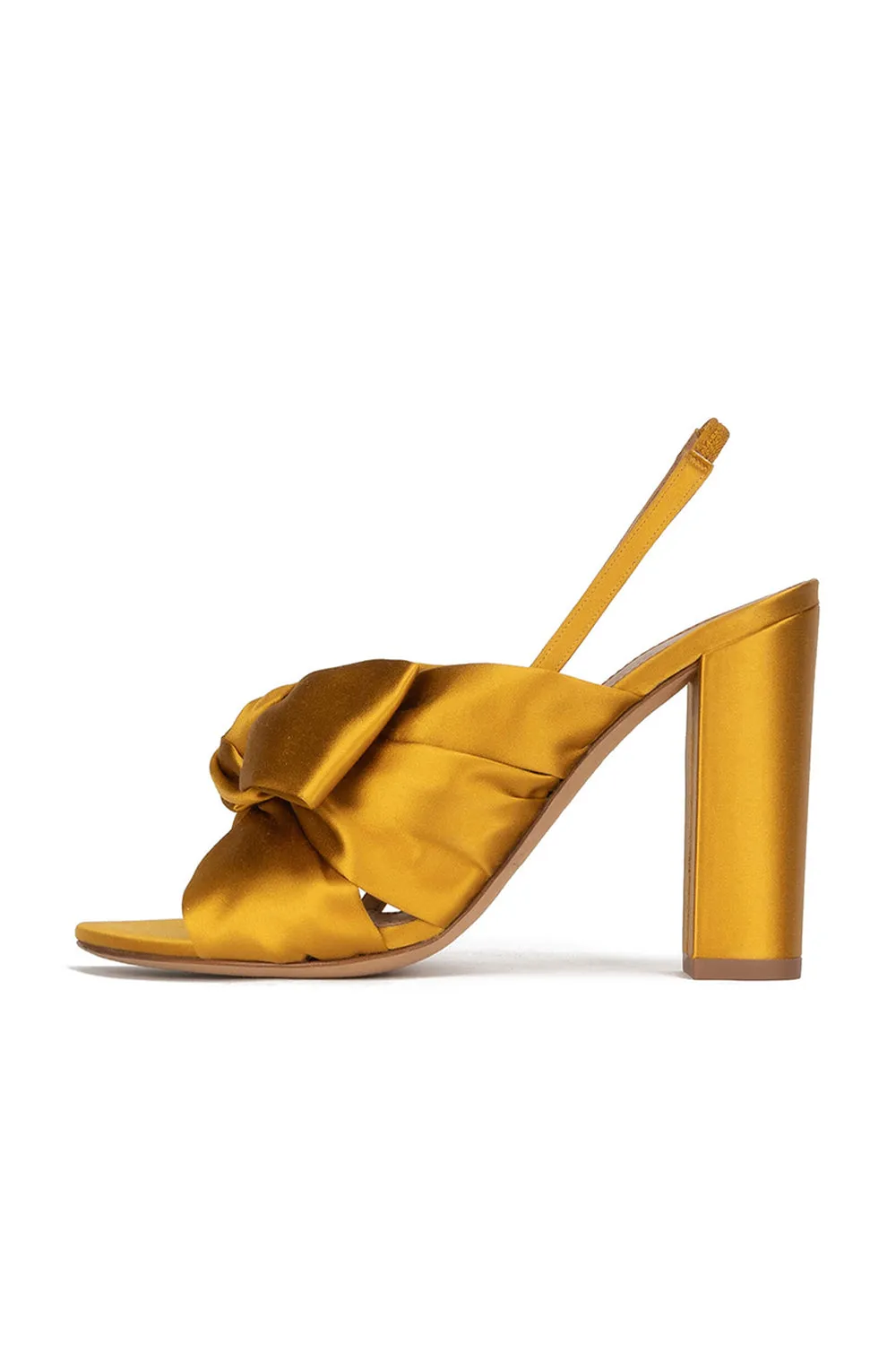 Olukai Sandals Satin Peep Toe Chunky Heel Outdoor Shoes With Bow-Knot