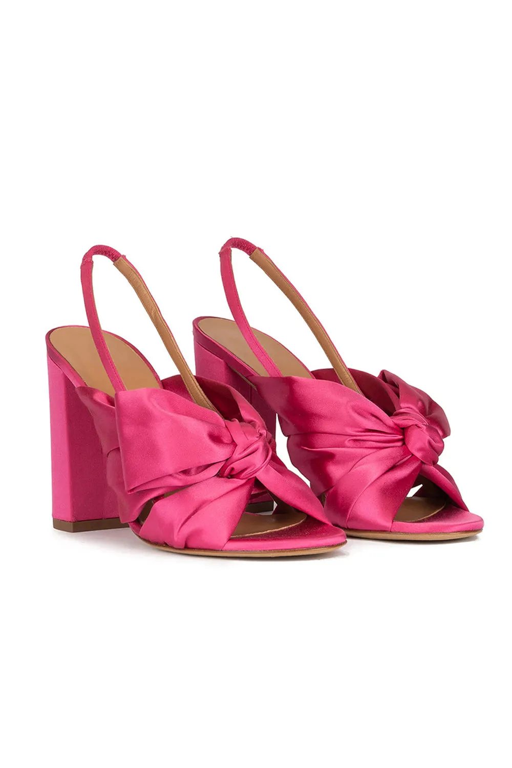 Satin Peep Toe Chunky Heel Outdoor Shoes With Bow-Knot Vacation Sandals