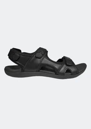 Scholl Men's Orthaheel Black Leather Back Strap Sandals Sandals St. Lucia Grande