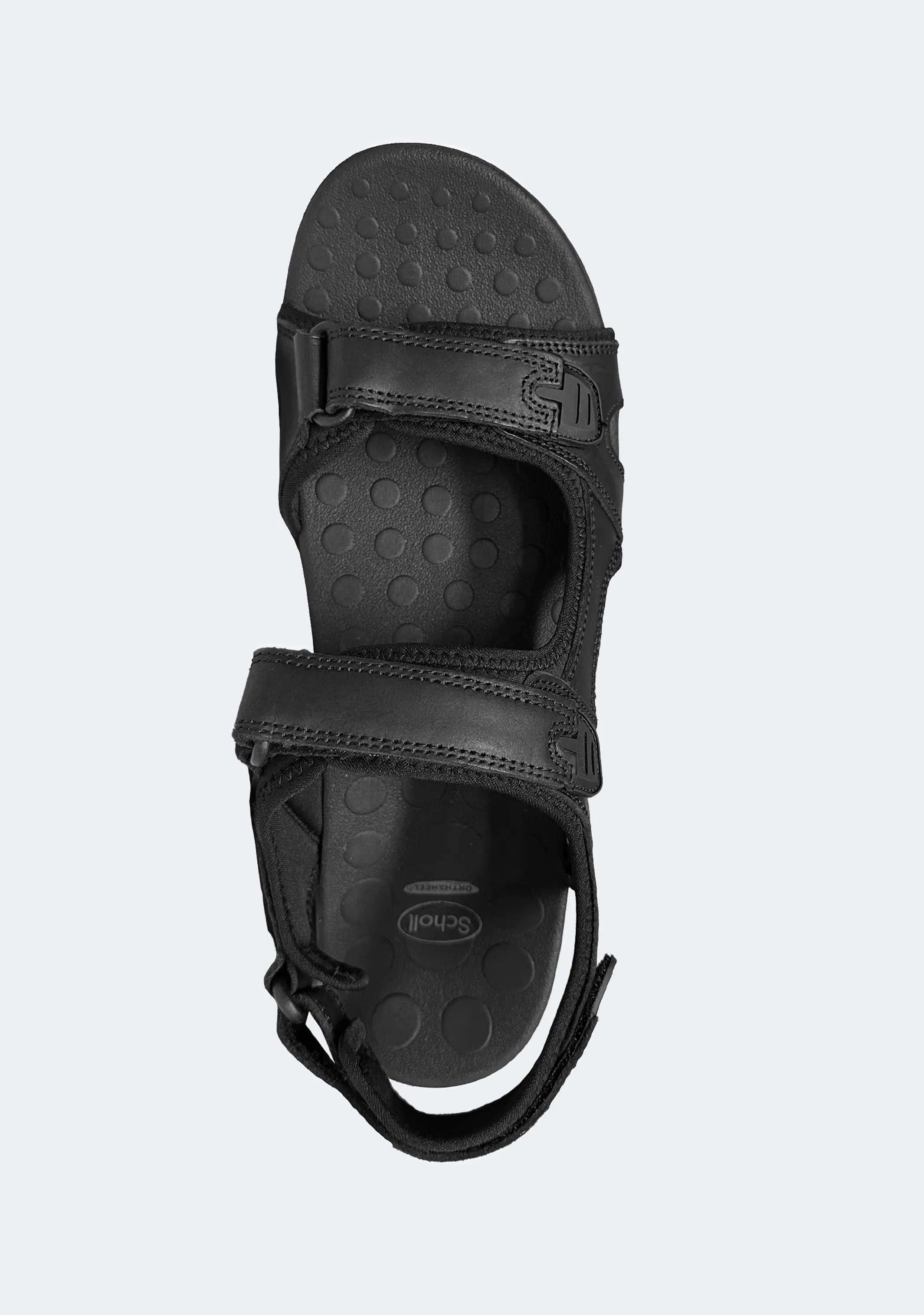 Scholl Men's Orthaheel Black Leather Back Strap Sandals Luxury Sandals